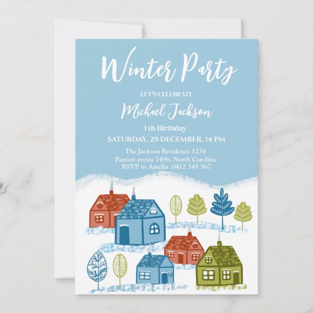 Winter houses Birthday Party Baby Invitation (Front)
