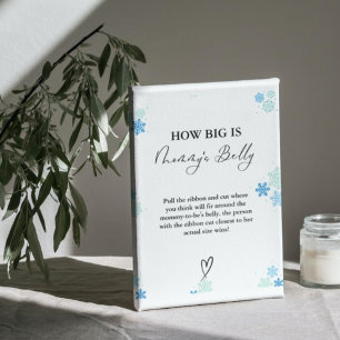 Winter How Big is mummy's belly Baby Shower Game  Pedestal Sign