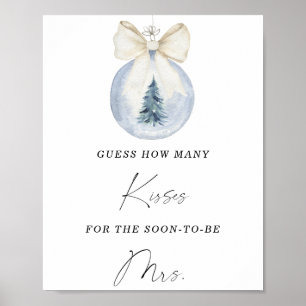 Winter how many kisses bridal shower game poster