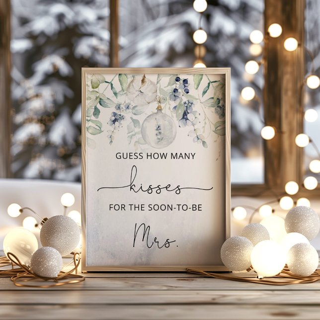 Winter how many kisses bridal shower game poster (Creator Uploaded)