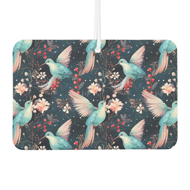Winter Hummingbirds Pattern Car Air Freshener (Front)