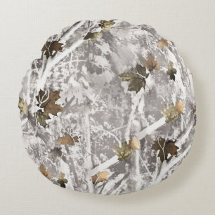 Winter Hunting Camouflage Look Round Cushion