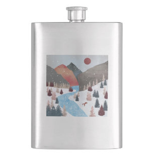 Winter Hunting Fox Hip Flask