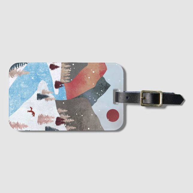 Winter Hunting Fox Luggage Tag (Front Horizontal)