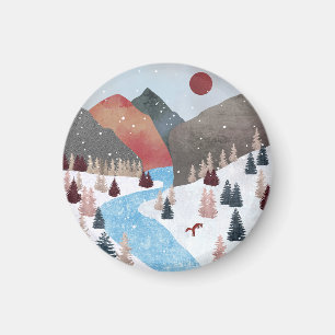 Winter Hunting Fox Magnet