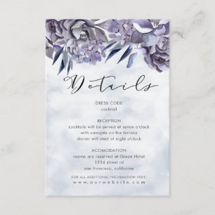 winter hydrangea floral Guest Information Card