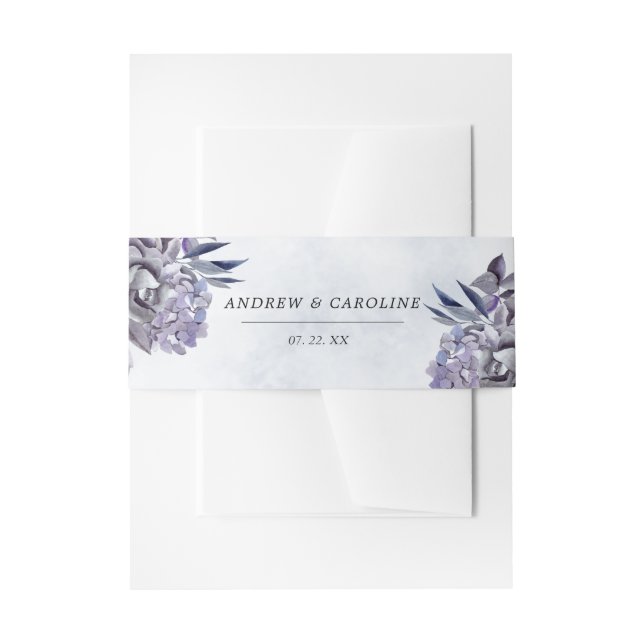 Winter Hydrangea Floral Wedding Belly Band Invitation Belly Band (Front Example)