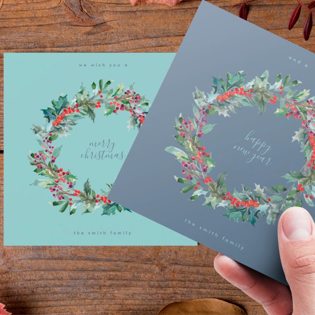 Winter Ice Blue Wreath Christmas | New Year Holiday Card (Creator Uploaded)