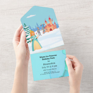 Winter Ice Princess Royal Birthday All In One Invitation