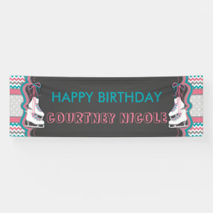 Winter Ice Skating Happy Birthday Party Banner
