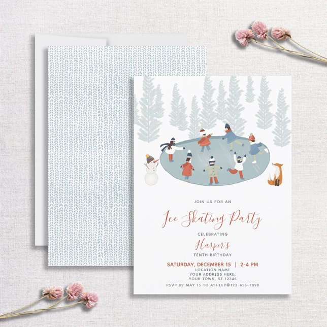 Winter Ice Skating Snow Birthday Party Invitation (Creator Uploaded)
