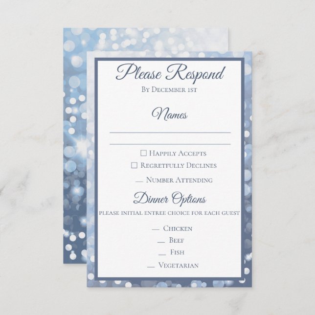 Winter Icy Blue Wedding RSVP Invitation (Front/Back)