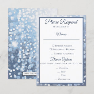 Winter Icy Blue Wedding RSVP Invitation