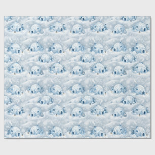 Winter Igloo Village Snow Pattern Wrapping Paper