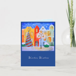 Winter In A Quiet Little Town Christmas Card