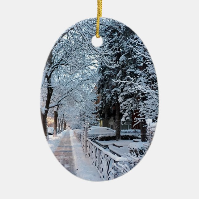 Winter in Montreal Ceramic Tree Decoration (Front)