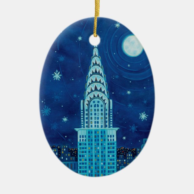 Winter in New York Oval Ornament (Front)