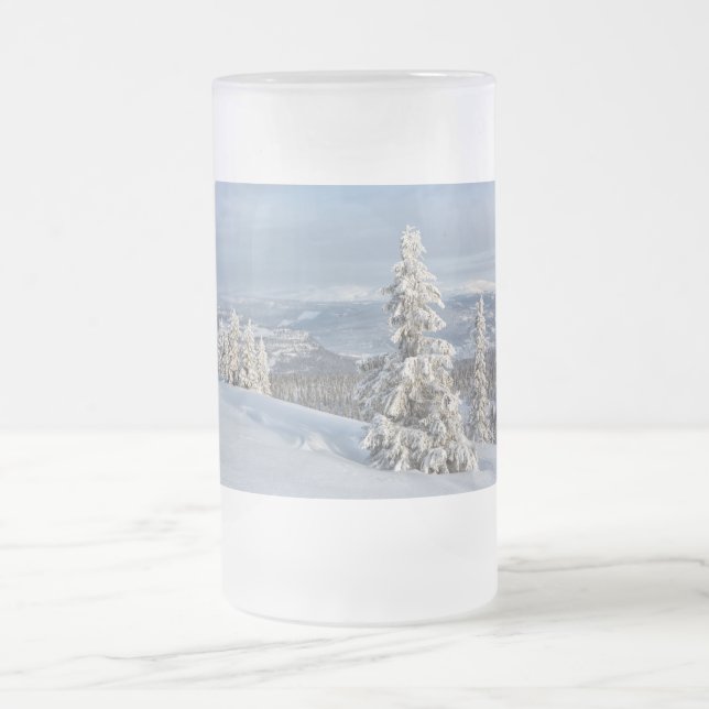 Winter in Norway Frosted Glass Beer Mug (Center)