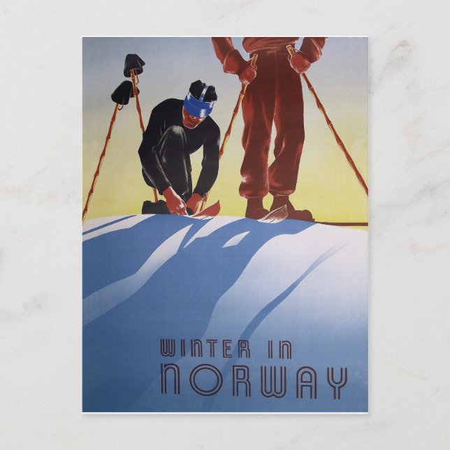 Winter in Norway, ski sport Postcard (Front)