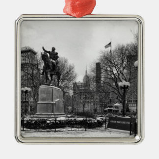 Winter in NYC's Union Square 001 Black White Metal Tree Decoration