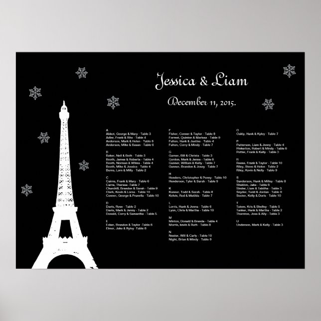 Winter in Paris Seating Chart (Front)