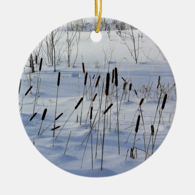 Winter in Quebec, Canada Ceramic Tree Decoration (Front)