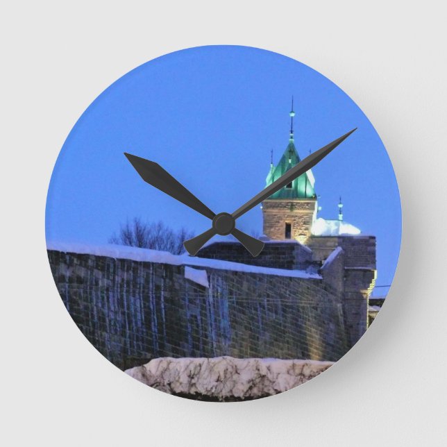 Winter in Quebec, Canada Round Clock (Front)