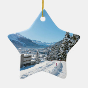 Winter in St. Moritz Ceramic Tree Decoration