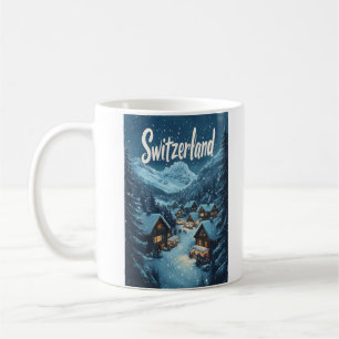 Winter in Switzerland: Mountain Village Scene Coffee Mug