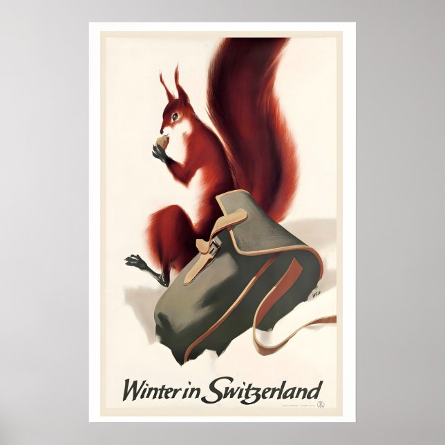 Winter in Switzerland Vintage Travel Poster (Front)
