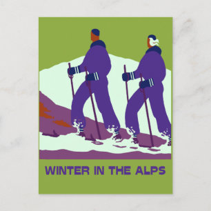 Winter in the Alps retro pop art Postcard