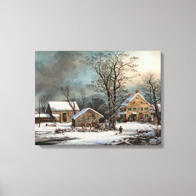 Winter in the Country, A cold  Morning Canvas Print (Front)
