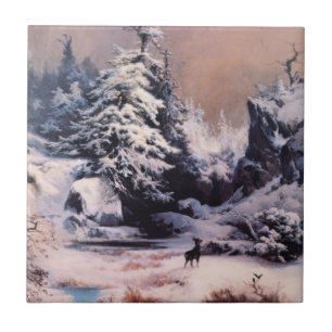 Winter in the Rocky Mountains (by Thomas Moran) Tile