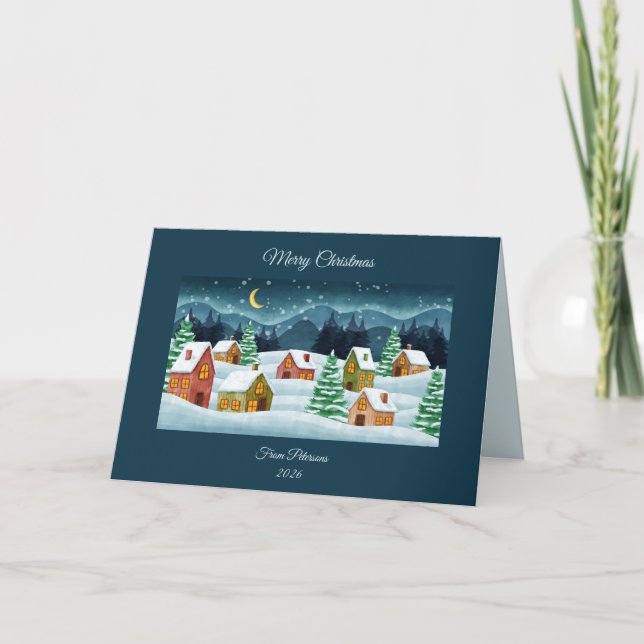 Winter in town Customisable folded greeting Card (Front)