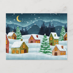 Winter in town postcard