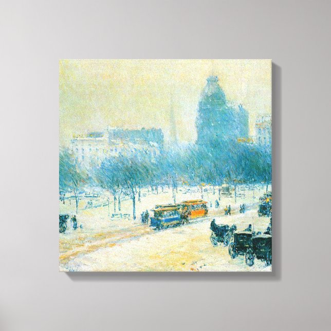Winter in Union Square by Frederick Childe Hassam Canvas Print (Front)