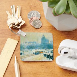 Winter in Union Square by Frederick Childe Hassam Key Ring