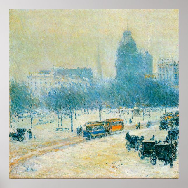 Winter in Union Square by Frederick Childe Hassam Poster (Front)