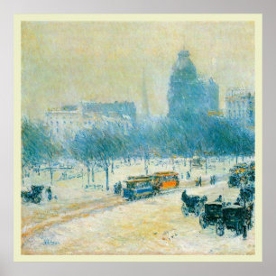 Winter in Union Square by Frederick Childe Hassam Poster