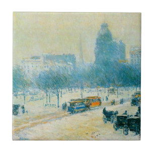 Winter in Union Square by Frederick Childe Hassam Tile