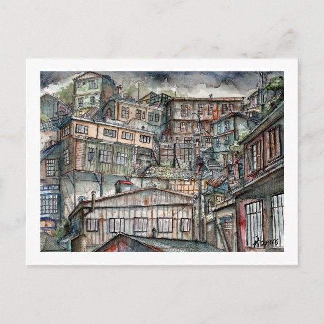 Winter in Valparaíso Hills Postcard (Front)