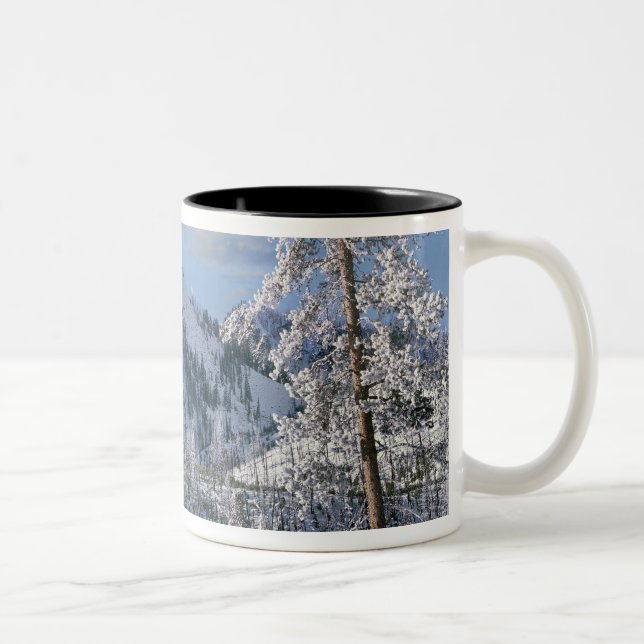 Winter in Yellowstone National Park, Wyoming Two-Tone Coffee Mug (Right)