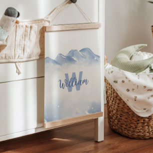 Winter Initial Monogram Name Nursery Wall Decor Hanging Tapestry