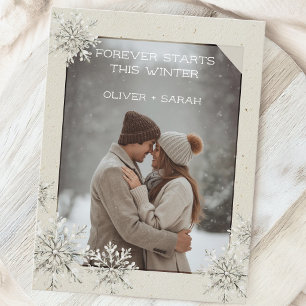 Winter intimate wedding dinner invite postcard