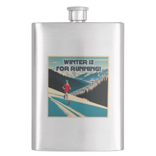 Winter Is For Running Hip Flask