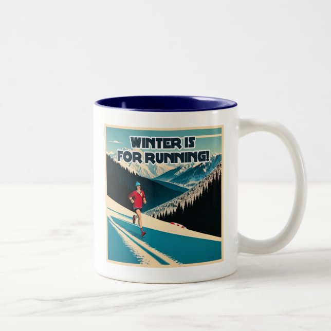 Winter Is For Running Two-Tone Coffee Mug (Right)