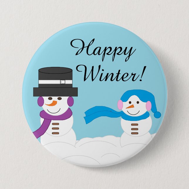 Winter is Quite Snowy: Light Blue 7.5 Cm Round Badge (Front)