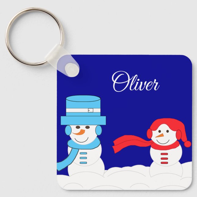 Winter is Snowy:  Dark Blue Key Ring (Front)