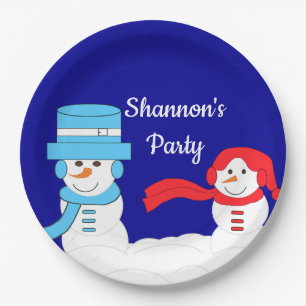 Winter is Snowy:  Dark Blue Paper Plate