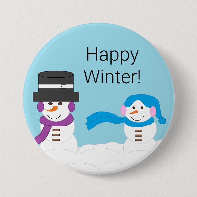 Winter is Snowy:  Happy Winter 7.5 Cm Round Badge (Front)